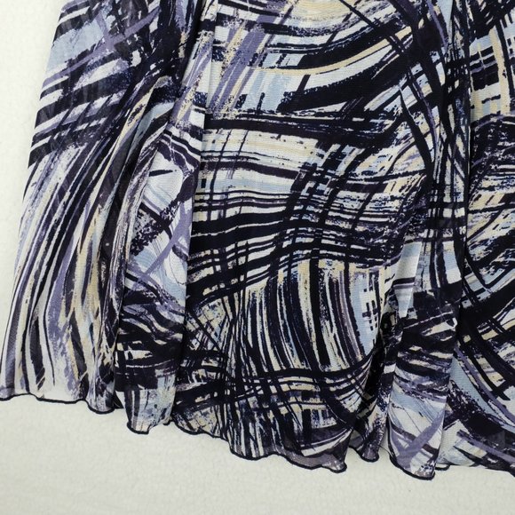 Vintage Womens Circle Skirt 14 White Blue Black Abstract Striped Midi 90s - Picture 3 of 11